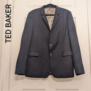 Men's Ted Baker Navy Sport Coat & Blazer 42R with Patterned Lining